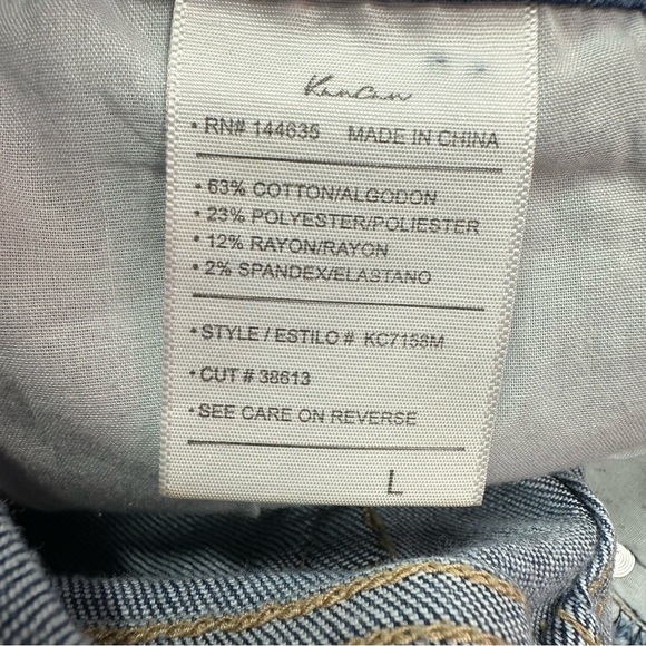 KanCan button fly denim Jean Shorts Distressed cotton blend stretch sz large - Picture 7 of 8